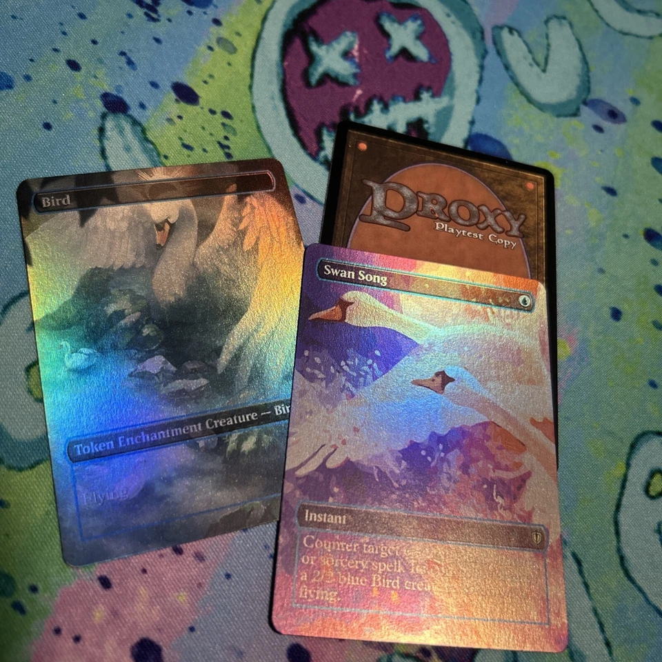 Swan Song Mtg Full Art Foil Playtest Card W/Token - Image 1 of 2