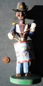 Civil War Union Soldier BLACK band drummer hand carved / signed folkart statue-- - Picture 1 of 1