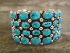 Navajo Indian Sterling Silver & Turquoise Cluster Bracelet Cuff Signed Begay