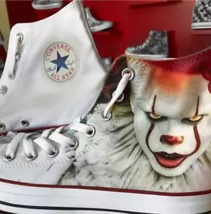 Converse all Star Custom disegnate con pittura Pagliaccio It Stephen Kin - Picture 1 of 4