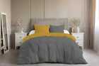 Reversible Duvet Cover Bedding Set with Pillowcase Plain Ochre Mustard Grey