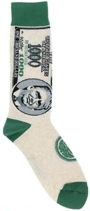 Fine Fit Men's Socks Trump Money $1000 Dollar Bill One Size Cotton Blend - Picture 1 of 3