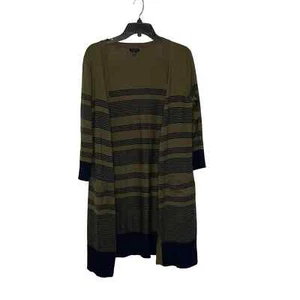Talbots offene Strickjacke Pullover Jacke Größe Small grün schwarz Streifen Damen Pima - Bild 1 von 5
