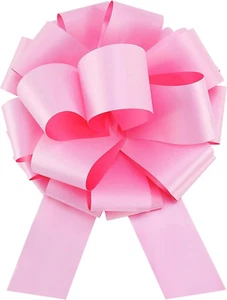 Giant Large Pink Pull Bow 16" Wide, Pack of 1 Shiny Car Bow for Packaging Christ - Picture 1 of 12