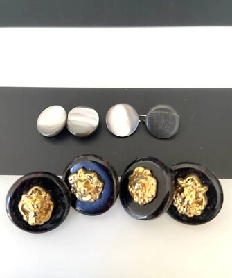 Versace золотистый львы голова и черный запонки 7/8» и 2-я пара 3/8» швабра акрил - Изображение 1 из 4