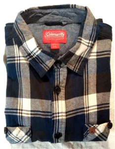 COLEMAN MENS BLUE GRAY HEAVY FLANNEL PLAID LONG SLEEVE SHIRT Mens Size XXL 2XL - Picture 1 of 4