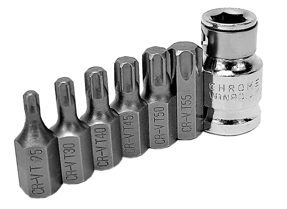 TOYA Schraubendreher Torx Bitsatz Bits Steckschlüssel 7-tlg T25 T30 T40 T45 T50 T55