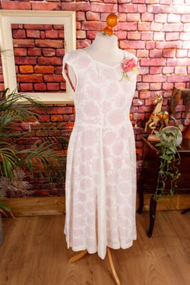 Robe De Mariée Vintage Années 50 Rose Blanche Rockabella 48 - Photo 1/4
