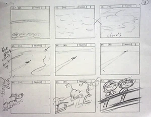 Rugrats 1991 Producción Howard E. Baker FIRMADO Dibujado a Mano Storyboard Página - Imagen 1 de 4