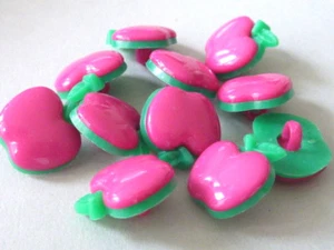 Apfel Knopf Acryl Knöpfe Kinderknöpfe Äpfel Ösenknopf pink 18mm 2596 - Bild 1 von 3