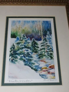 WINTER WONER KAROL BROWN SIGNED PRINT FRAMED Vtg - Picture 1 of 3