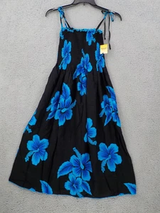 FAVANT SUNDRESS WOMENS ONE SIZE BLACK BLUE SPAGHETTI STRAP ELASTIC TUBE TOP NWT - Picture 1 of 12