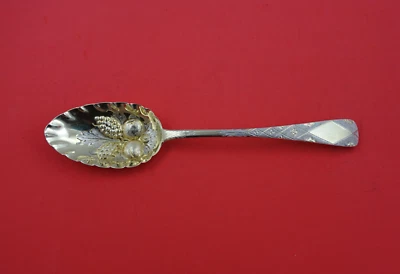 Cuchara bayas de plata esterlina georgiana inglesa Londres 1827 GW fruta diamante 9" Foto 1 de 2