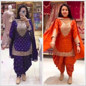 Bollywood Party Panjabi Stil Patiala Kurta Dupatta Set Hochzeit Festival Kleidung - Bild 1 von 15