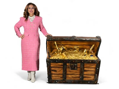 Cofre del tesoro pirata grande - Cofre del tesoro pirata tamaño natural - Interior exterior Foto 1 de 4