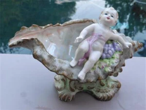 Estatuilla vintage de Lefton 959 de China caracol caracola con niño pintado a mano - Imagen 1 de 10