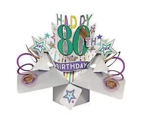 Tarjeta de cumpleaños 80 3D emergente tarjeta emergente macho papá abuelo marido tarjeta de regalo - Imagen 1 de 2