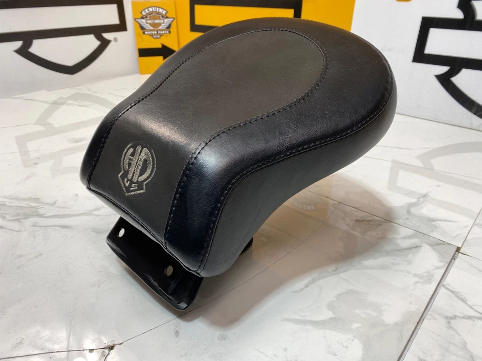 OEM 84-06 Harley-Davidson Fatboy Softail Passenger Pillion Seat Black Gray - Image 1 of 4