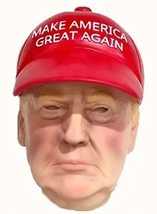 Donald Trump Realistic Halloween Mask MAGA CAP Latex Costume NEW! - Picture 1 of 3