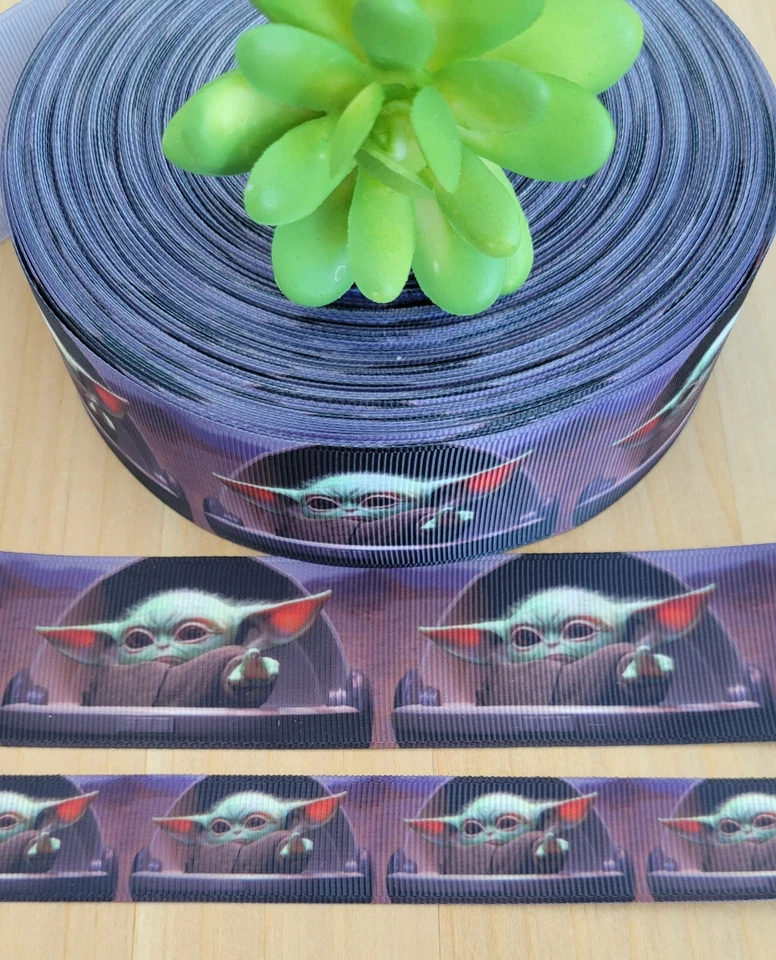 7/8 & 1.5" (1 YD) Yoda Grosgrain Ribbon Star Wars Movie Ribbon - Image 1 of 1