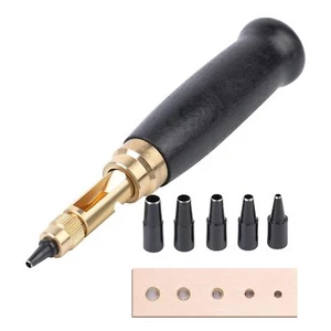 Adjustable Japanese Screw Punch Screw Hole Punch 6 Tip Sizes Leather Paper Cr... - Picture 1 of 7