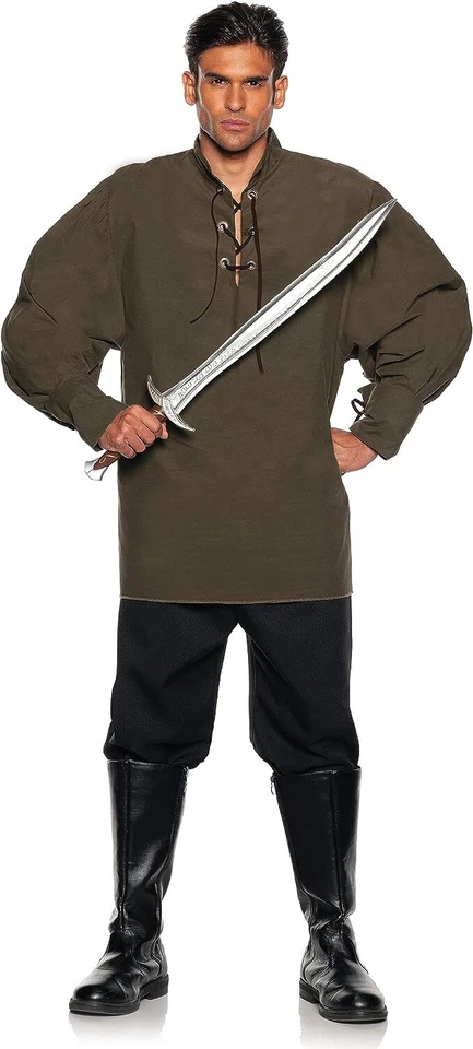 ADULT MENS RENAISSANCE MEDIEVAL SWORDSMEN ZORRO MUSKETEERS PIRATE COSTUME SHIRT - Image 1 of 1