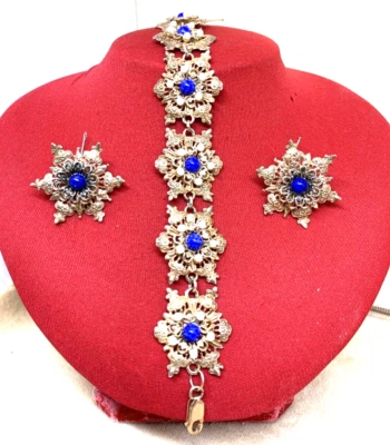 PARURE MICHELANGELO GIOIELLI  STILE BORBONICO ARGENTO PL ORO ROSA E PASTE VITREE - Immagine 1 di 4