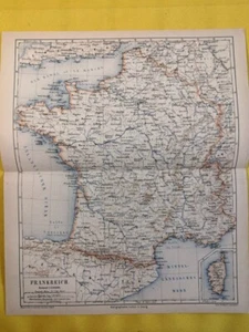 1902 FRANCE Vintage Map Paris Mediterranean Sea ORIGINAL 11.5 x 9.5 Color C17-1 - Picture 1 of 3
