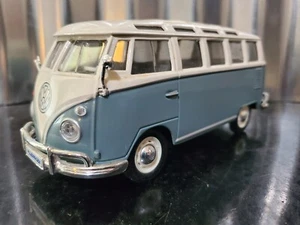 Volkswagen Samba Van Maisto 1:25 Scale Diecast Car Blue - Picture 1 of 11