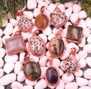 Lot of 10 Pure Copper Gemstone Pendants - Picture 1 of 1