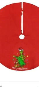 🎄The Grinch Merry Whatever Embroidered Christmas Tree Skirt 48” - Picture 1 of 5
