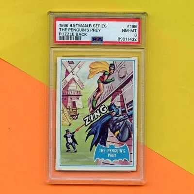 1966 Series B Topps Batman Blue Bat Puzzle Back PSA 8 Trading Card #18B - Image 1 of 3