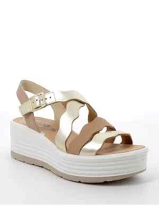 IGI&CO SANDALO CON ZEPPA DA DONNA 7667100 BEIGE PLATINO CASUAL DAL 36 AL 41 NEW - Imagen 1 de 3