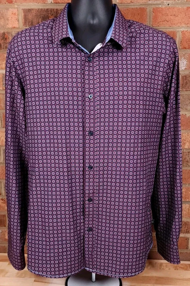 Camisa 7 Diamantes Para Hombre XL L/S Púrpura Cachemira Floral 4 Vías Elastizada Liberty Foto 1 de 4