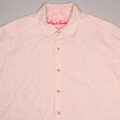 Robert Graham Pink Skull Linen Blend Short Sleeve Shirt Mens 2XL - Image 1 of 4