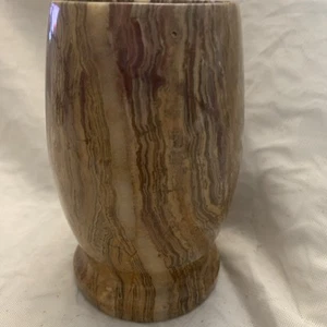 Jarrón marrón de mármol ónix bellamente estriado 5x2,5 - Imagen 1 de 6