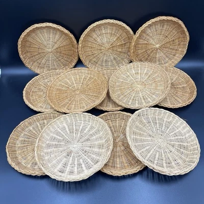 12 soportes para platos de papel de mimbre ratán vintage de 9,75 pulgadas para picnic barbacoa boho decoración de pared Foto 1 de 4