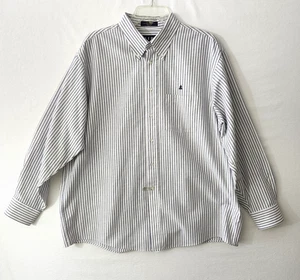 Lair (LeAlfre) Knit Oxford Button Down Shirt Men XL Long Sleeve Gray Striped - Picture 1 of 5