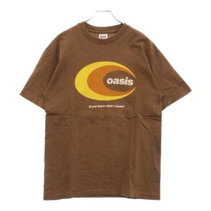VINTAGE 90s OASIS D YOU KNOW WHAT I MEAN Oasis Print Short Sleeve T-Shirt Brown - Picture 1 of 9