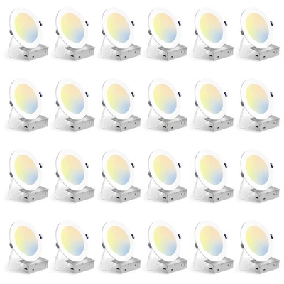 BBOUNDER 24 Pack 6 Inch 5CCT Ultra-Thin LED Recessed Ceiling Light with Junct...
