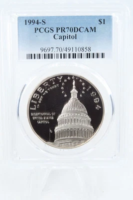 1994-S PCGS PR70DCAM Capitol Silver Modern Commemorative Dollar Proof - Image 1 of 2