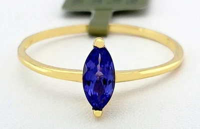 LAB CREATED 0.65 Cts TANZANITE RING 10K YELLOW GOLD - New With Tag - Image 1 of 4
