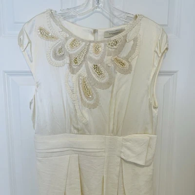 BCBG Maxazria Runway Women's Off White Lined Cocktail Dress Bow Size 10 NWT - Image 1 of 4