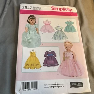 "Patrón de ropa para muñeca Simplicity 18"" sin cortar #3547" - Imagen 1 de 2