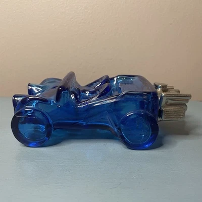 20 世纪 70 年代雅芳蓝色玻璃沙丘越野车古龙水醒酒器空带帽 — 第 1/4 张图片