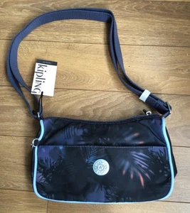 Kipling Blue Black Tropic Night Rosica Medium Cross Body Bag Robot Monkey New - Picture 1 of 9