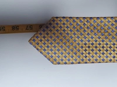 Hathaway Mens Necktie Gold Blue Designer Accessory Office Work Casual Dad Gift - Image 1 of 4