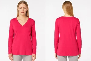 Elle Macpherson Top Maglia Da Donna Rosso Bordeaux Taglia M Con Scollo A V Moda - Picture 1 of 16