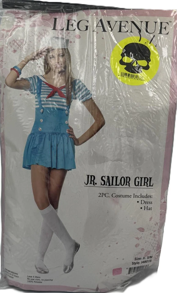 Jr. Sailor Girl 2 Piece Dress Costume - Blue/White - Junior Small/Medium - 2/8 - Image 1 of 1