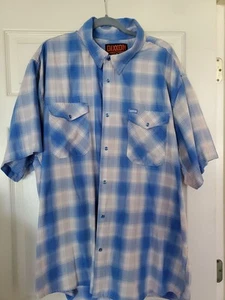 DIXXON Flannel Co. Bamboo Short Sleeve RINCON Blue Snap Shirt Mens 4X XXXXL EC - Picture 1 of 10